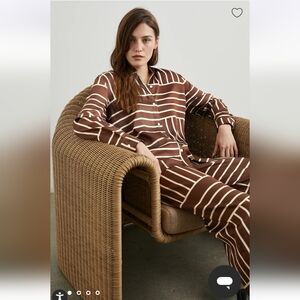 Rails Matching Set Elias Top Damani Pant Brown Line Art Size Small